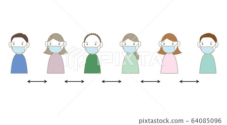 Illustration of people lining up at a certain distance 64085096