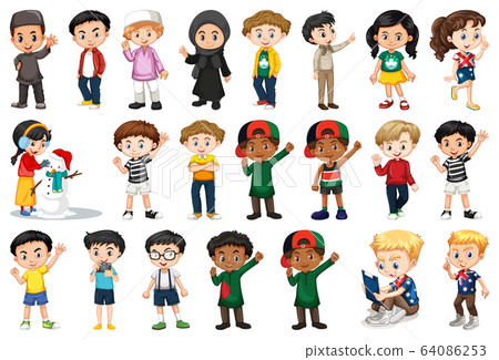 Large set of children doing different activities Large set of children doing different activities 64086253
