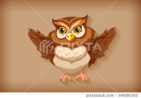 One cute owl on brown background - Stock Illustration [64086308] - PIXTA