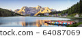 Traveling to beautiful Alps in summer. Lago di Misurina 64087069