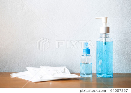Image of medical surgical masks and alcohol Image of medical surgical masks and alcohol 64087267