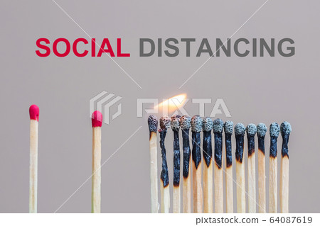 matchsticks burning and gap distance showing 64087619