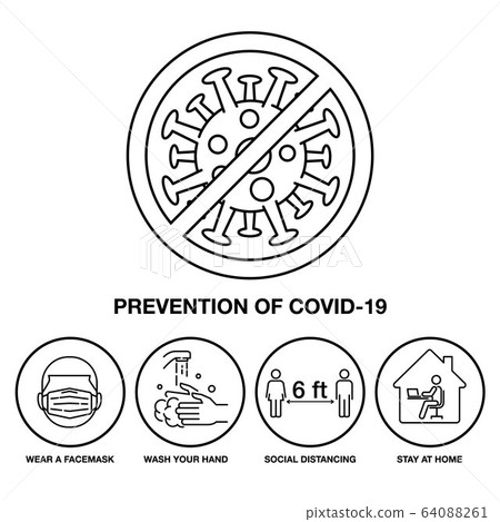 Set Icon Prevention of Covid-19, Sign and Symbol 64088261