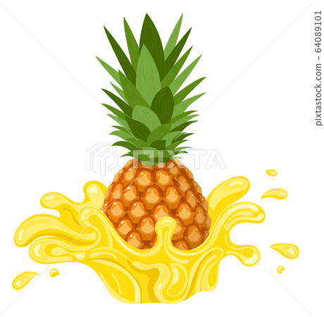 Fresh pineapple yellow juice splash burst isolated Fresh pineapple yellow juice splash burst isolated 64089101