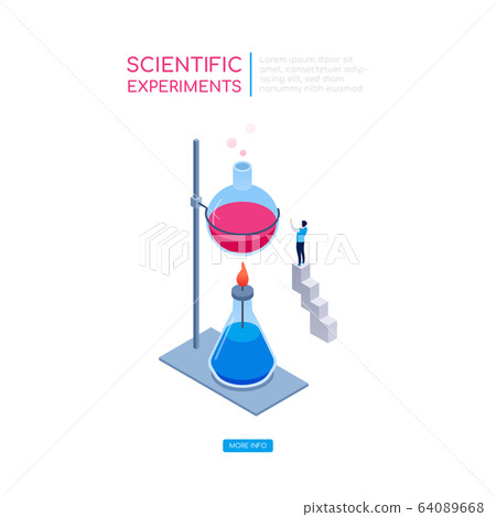 Scientific experiments - modern isometric vector web banner 64089668