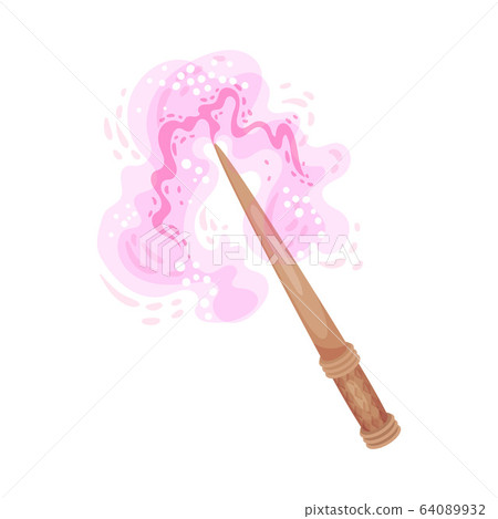 Magic Wand with Fairy Dust and Glow Swirling Around Vector Illustration Magic Wand with Fairy Dust and Glow Swirling Around Vector Illustration 64089932