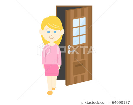 Illustration of a caucasian woman going out 64090187
