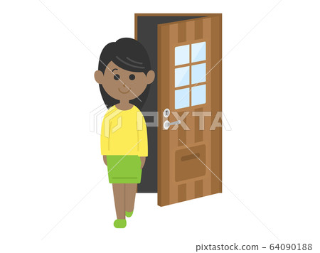 Illustration of a black woman going out 64090188