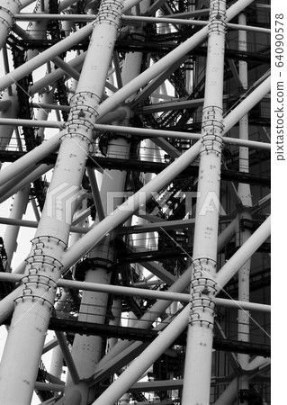 Close-up photo of Tokyo Sky Tree built with steel pipe truss structure Close-up photo of Tokyo Sky Tree built with steel pipe truss structure 64090578