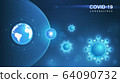 Coronavirus COVID-19. Coronavirus outbreak and coronaviruses influenza background. COVID-19 Virus. Virus attack on earth. Vector Illustration. 64090732