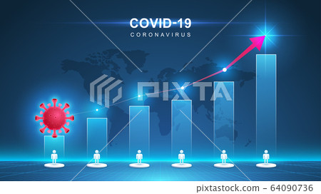 Coronavirus COVID-19. Coronavirus outbreak and coronaviruses influenza background. Virus increase on chart.   Vector Illustration. 64090736