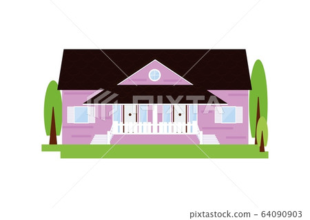 Wooden isolated house. Isolated. Vector 64090903