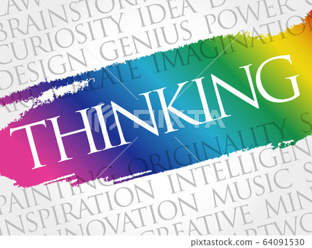 Thinking word cloud collage Thinking word cloud collage 64091530
