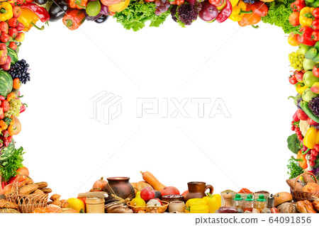 Fruits, vegetables, bread, milk and other food Fruits, vegetables, bread, milk and other food 64091856