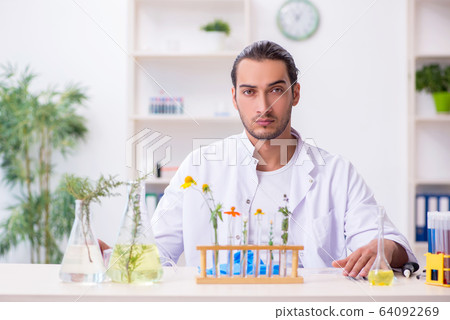 Young male chemist working in the lab Young male chemist working in the lab 64092269