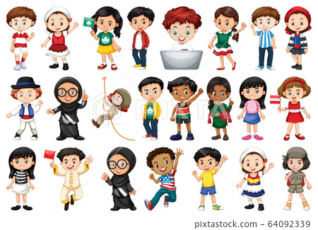 Large set of children doing different activities Large set of children doing different activities 64092339