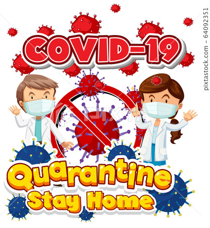 Font design for word covid-19 with two doctors and - Stock Illustration ...