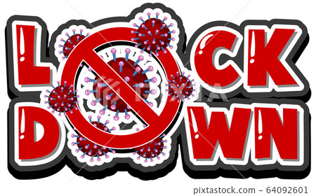 Font design for words lockdown on white background Font design for words lockdown on white background 64092601