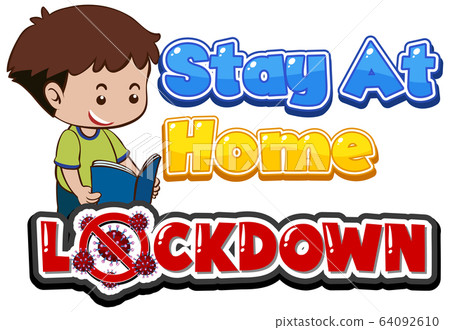 Coronavirus poster design for word lockdown with 64092610