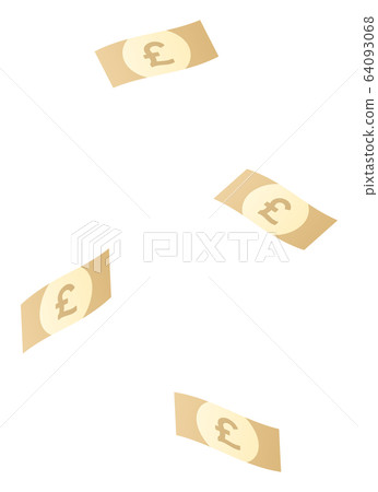 Falling pound banknotes 64093068