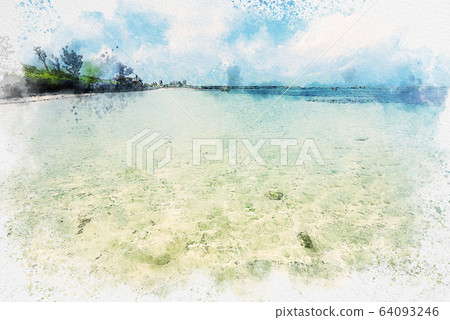 澤田海灘，水彩風格 64093246