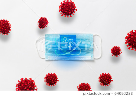 Top view of face medical mask for protection Top view of face medical mask for protection 64093288