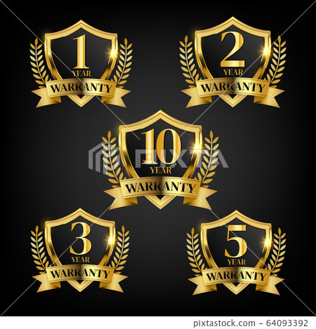 set of year warranty golden shield - Stock Illustration [64093392] - PIXTA