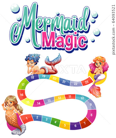 Game template with three mermaids and numbers Game template with three mermaids and numbers 64093521