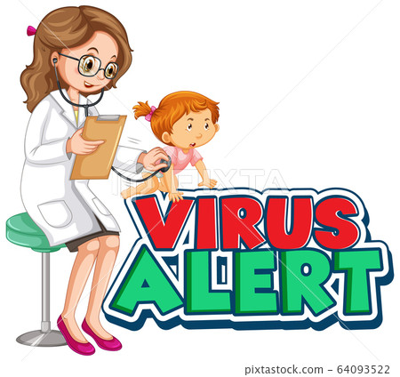 Font design for word virus alert with sick girl Font design for word virus alert with sick girl 64093522