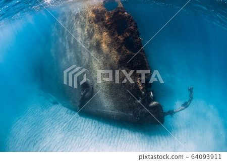 Telamon wreck ship underwater in blue ocean near Arrecife, Lanzarote 64093911