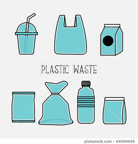 Plastic waste cartoon vector illustration. Plastic waste cartoon vector illustration. 64094048
