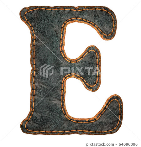 Leather letter E uppercase. 3D render font with skin texture isolated on white background. Leather letter E uppercase. 3D render font with skin texture isolated on white background. 64096096