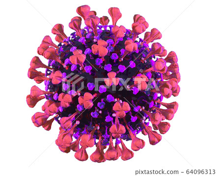 Cowid-19 coronavirus closeup cut out on a white background Cowid-19 coronavirus closeup cut out on a white background 64096313