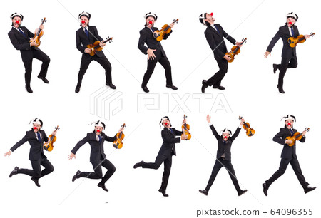 Funny clown businessman isolated on the white background 64096355