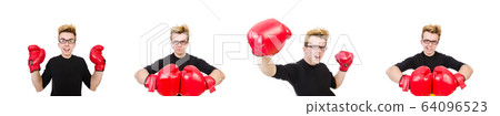 Funny boxer isolated on the white background Funny boxer isolated on the white background 64096523