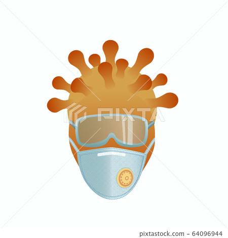 Protective glasses and respirator. Coronavirus infection visual metaphor. 64096944