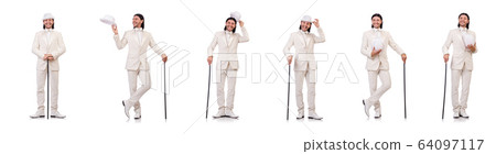 Gentleman in white suit isolated on white 64097117