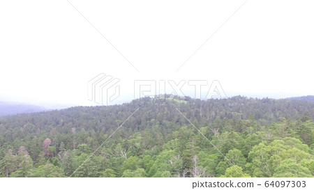 Shiretoko's large forest blurred in the morning fog and fog-shot with a drone (Hokkaido) Shiretoko's large forest blurred in the morning fog and fog-shot with a drone (Hokkaido) 64097303