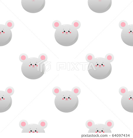 Cute Kawaii Mouse, Rat. Animal seamless pattern. 64097434