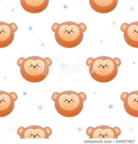 Cute Kawaii Monkey. Animal seamless pattern. Cute Kawaii Monkey. Animal seamless pattern. 64097467