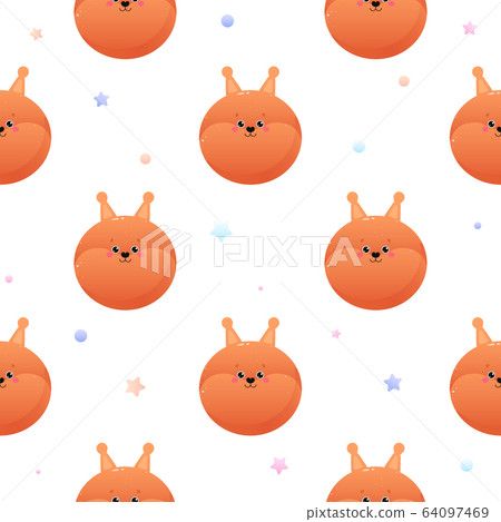 Cute Kawaii Squirrel. Animal seamless pattern. Cute Kawaii Squirrel. Animal seamless pattern. 64097469