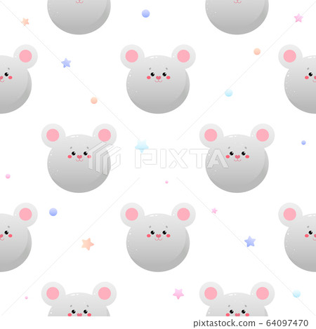 Cute Kawaii Mouse, Rat. Animal seamless pattern. 64097470