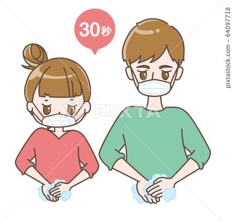 Man and woman washing hands Man and woman washing hands 64097718