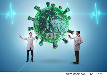Coronavirus concept with doctor looking for cure 64097756