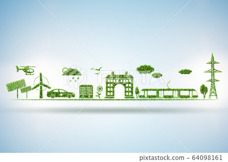 Environment and ecology in green concept - 3d illustration 64098161