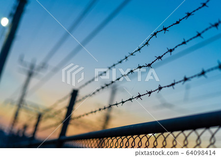 wire fence, Barbed‐wire entanglements, gradation 64098414