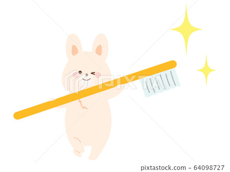 Illustration of a rabbit with a toothbrush - Stock Illustration ...