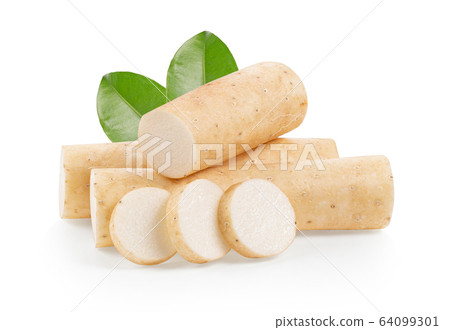 Chinese yam on white background. full depth of field Chinese yam on white background. full depth of field 64099301