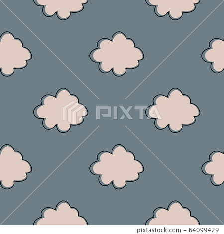 Geometric cloud sky seamless pattern. Simple cloudy texture wallpaper. 64099429