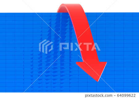 Illustration of an arrow getting over a wall by 3D rendering 64099622